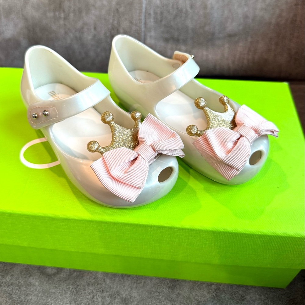 Kids White and Pink Shoes with Crown Design